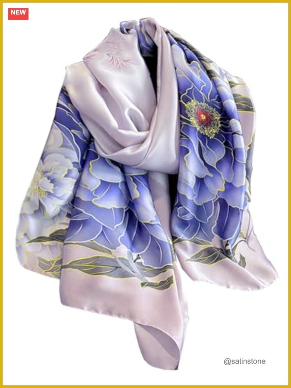 Long Silk Scarf Shawl Wrap for Women Evening Party Lightweight Floral